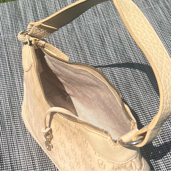 Dooney & Bourke Vintage Leather Canvas Monogram Shoulder Satchel Cream GUC - Picture 7 of 14